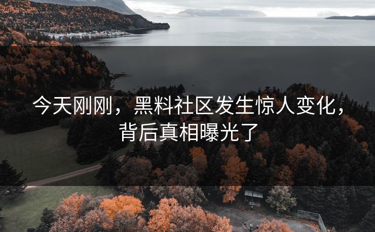 今天刚刚，黑料社区发生惊人变化，背后真相曝光了