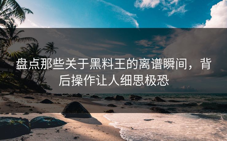 盘点那些关于黑料王的离谱瞬间，背后操作让人细思极恐