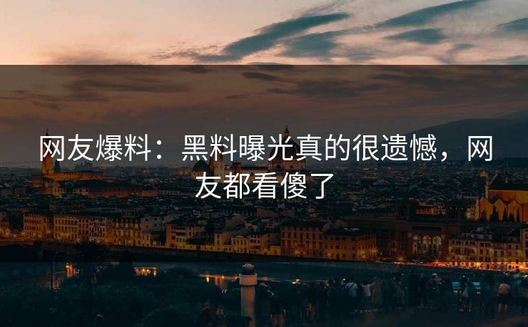 网友爆料：黑料曝光真的很遗憾，网友都看傻了  第1张