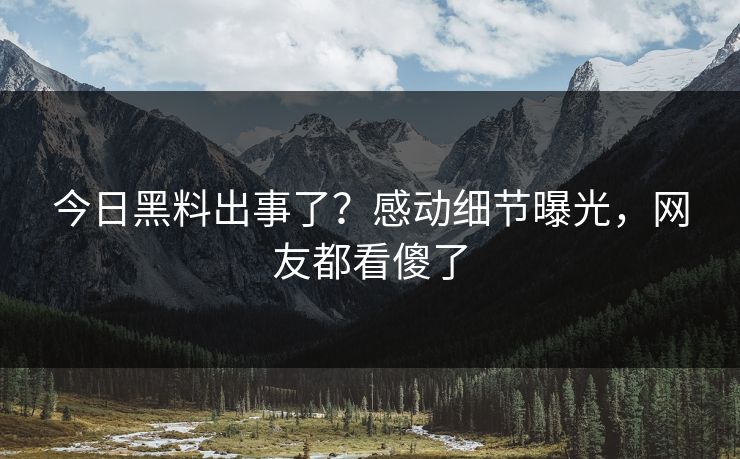 今日黑料出事了？感动细节曝光，网友都看傻了  第1张