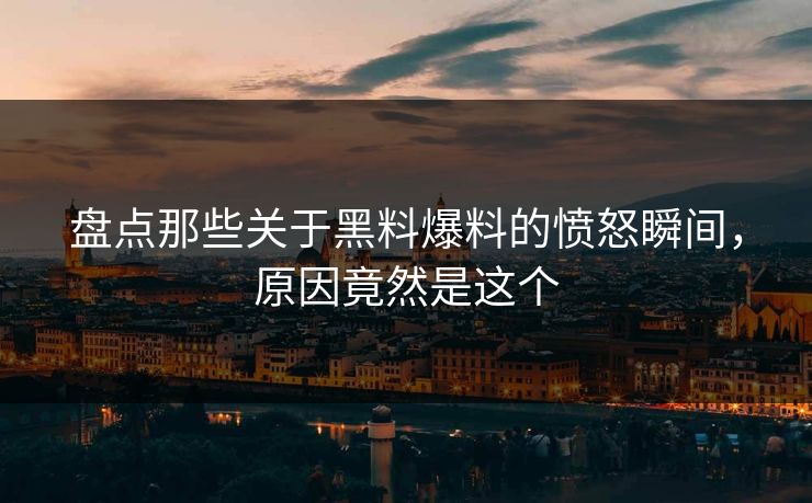 盘点那些关于黑料爆料的愤怒瞬间，原因竟然是这个