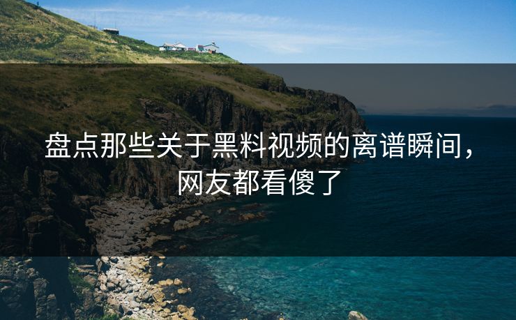 盘点那些关于黑料视频的离谱瞬间，网友都看傻了