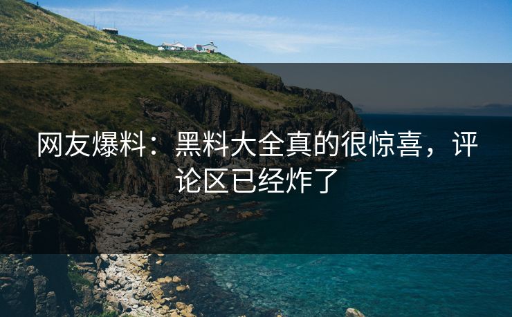 网友爆料：黑料大全真的很惊喜，评论区已经炸了