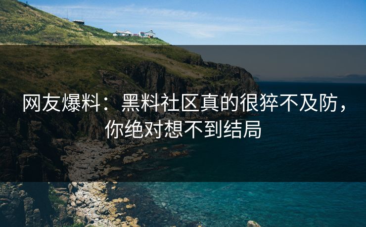 网友爆料：黑料社区真的很猝不及防，你绝对想不到结局  第1张