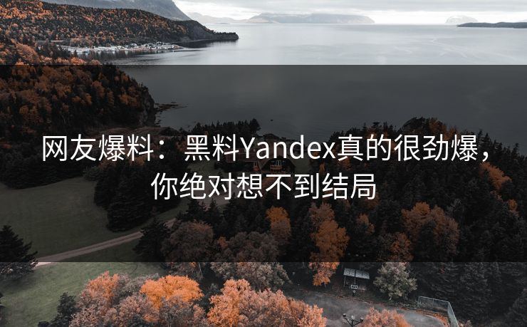 网友爆料：黑料Yandex真的很劲爆，你绝对想不到结局