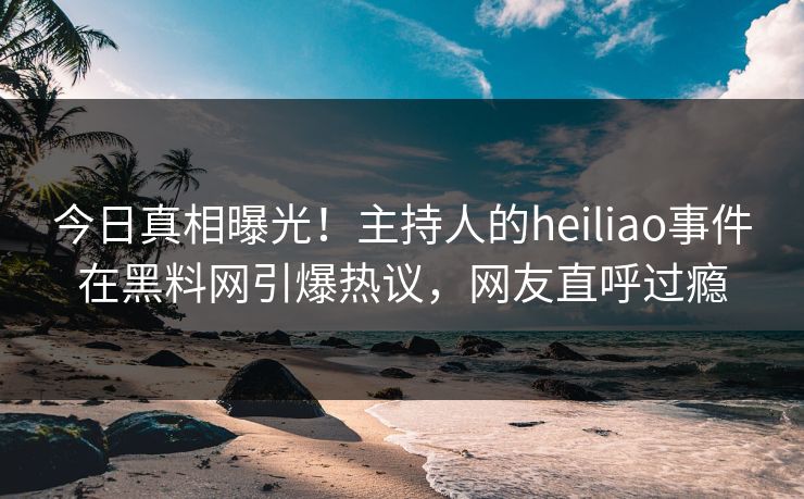 今日真相曝光！主持人的heiliao事件在黑料网引爆热议，网友直呼过瘾  第1张
