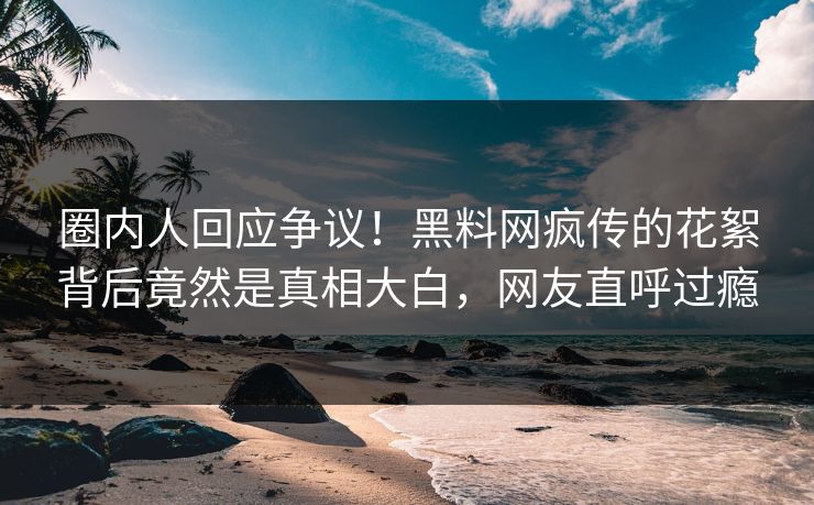 圈内人回应争议！黑料网疯传的花絮背后竟然是真相大白，网友直呼过瘾  第1张