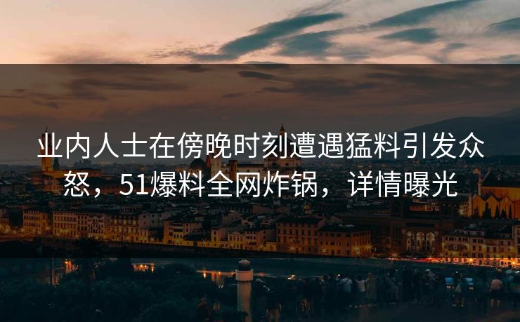 业内人士在傍晚时刻遭遇猛料引发众怒，51爆料全网炸锅，详情曝光  第1张
