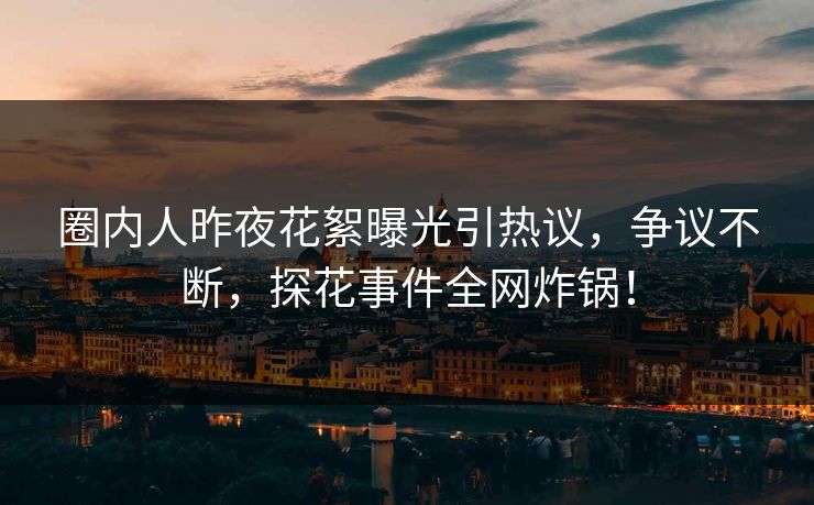 圈内人昨夜花絮曝光引热议，争议不断，探花事件全网炸锅！