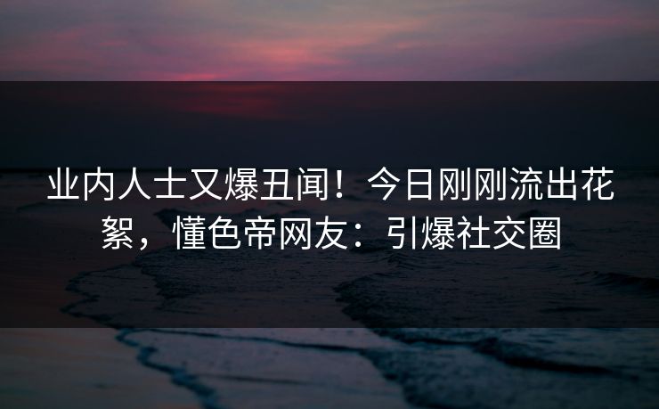 业内人士又爆丑闻！今日刚刚流出花絮，懂色帝网友：引爆社交圈  第1张