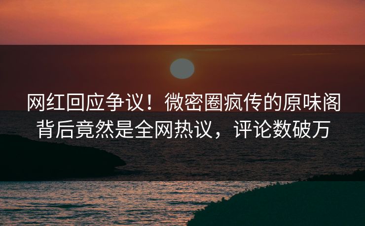 网红回应争议！微密圈疯传的原味阁背后竟然是全网热议，评论数破万