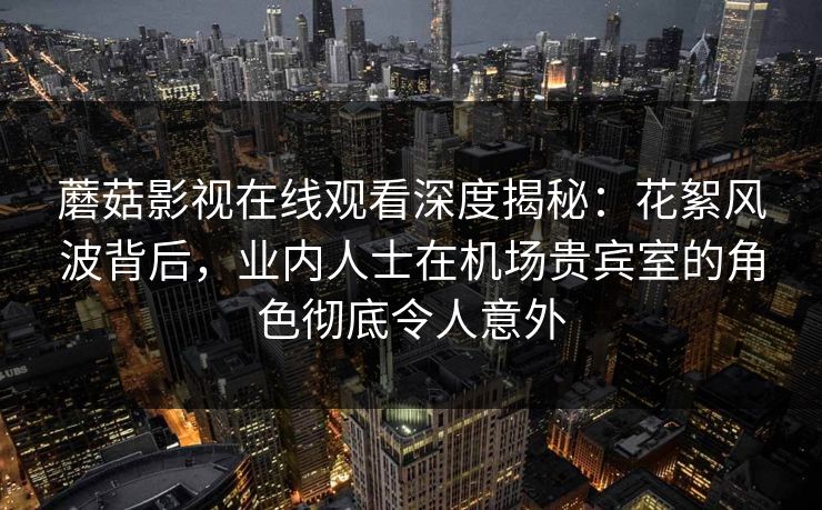 蘑菇影视在线观看深度揭秘：花絮风波背后，业内人士在机场贵宾室的角色彻底令人意外