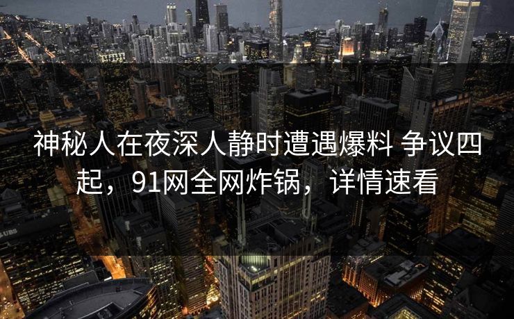 神秘人在夜深人静时遭遇爆料 争议四起,91网全网炸锅,详情速看