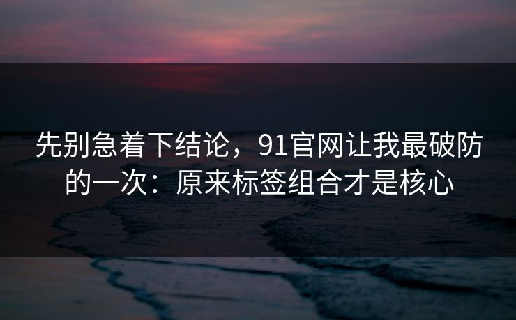 先别急着下结论,91官网让我最破防的一次:原来标签组合才是核心